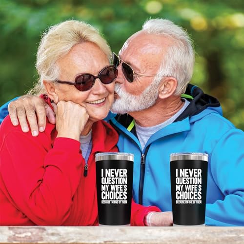 Gifts For Husband Birthday Gift - I Never Question My Wife's Choices 20oz Dad Travel Coffee Tumbler Mug Best Husband Ever Gifts - Fathers Day Gift from Wife Mens Anniversary Birthday Gift Hubby Cup - Image 2