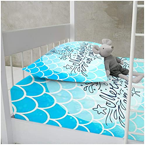 Nsr Mermaid Sheet Set Twin Size 3D Blue Scales Bed Sheets Soft Microfiber Single Sheets, 2Pcs (1 Deep Pocket Fitted Sheet+1 Pillowcases)… #TOP1