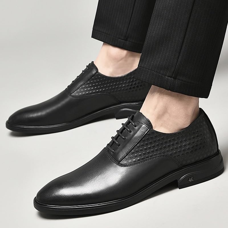 Men’s Dress Oxford Business Pointed-Toe Shoes Formal Leather Lace-Up Wedding Groom Office Derby Shoes3