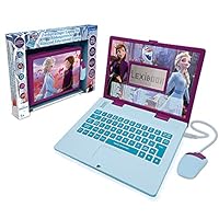 Lexibook Disney Frozen 2 - Zweisprachiger Laptop für Bildungszwecke Englisch und Deutsch, 124 Aktivitäten, Mathematik, Logik, Musik, Uhr, Spiele - Spielzeug für Mädchen - JC598FZi3