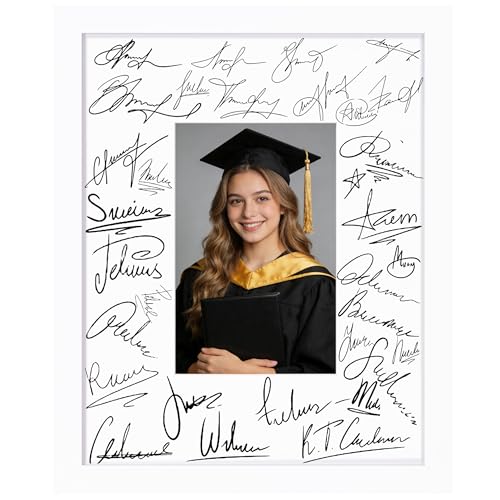 eletecpro 8x10 Signable Picture Frame with Clear Acrylic Cover Signature Photo Frame with Mat Display 4x6 Photo for Tabletop or Wall Wedding Guest Book Alternative Graduation Decoration White