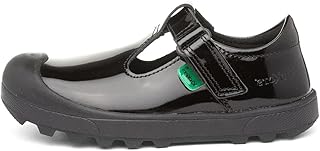 Kickers Girl's Plunk Mary Jane Black Leather School Shoe | Timeless Mary Jane Look | Everyday Comfort Fit, Cushioned for A...