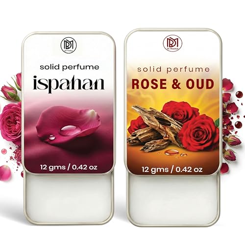 Image of Dr.Mashur Solid Perfume |Rose & Oud&Ispahan Alcohol Free Wax Perfume Balm, Long Lasting | Pocket Tin 12g, Pack Of 2| Non Greasy Smooth Glide, Travel Friendly Men And Women