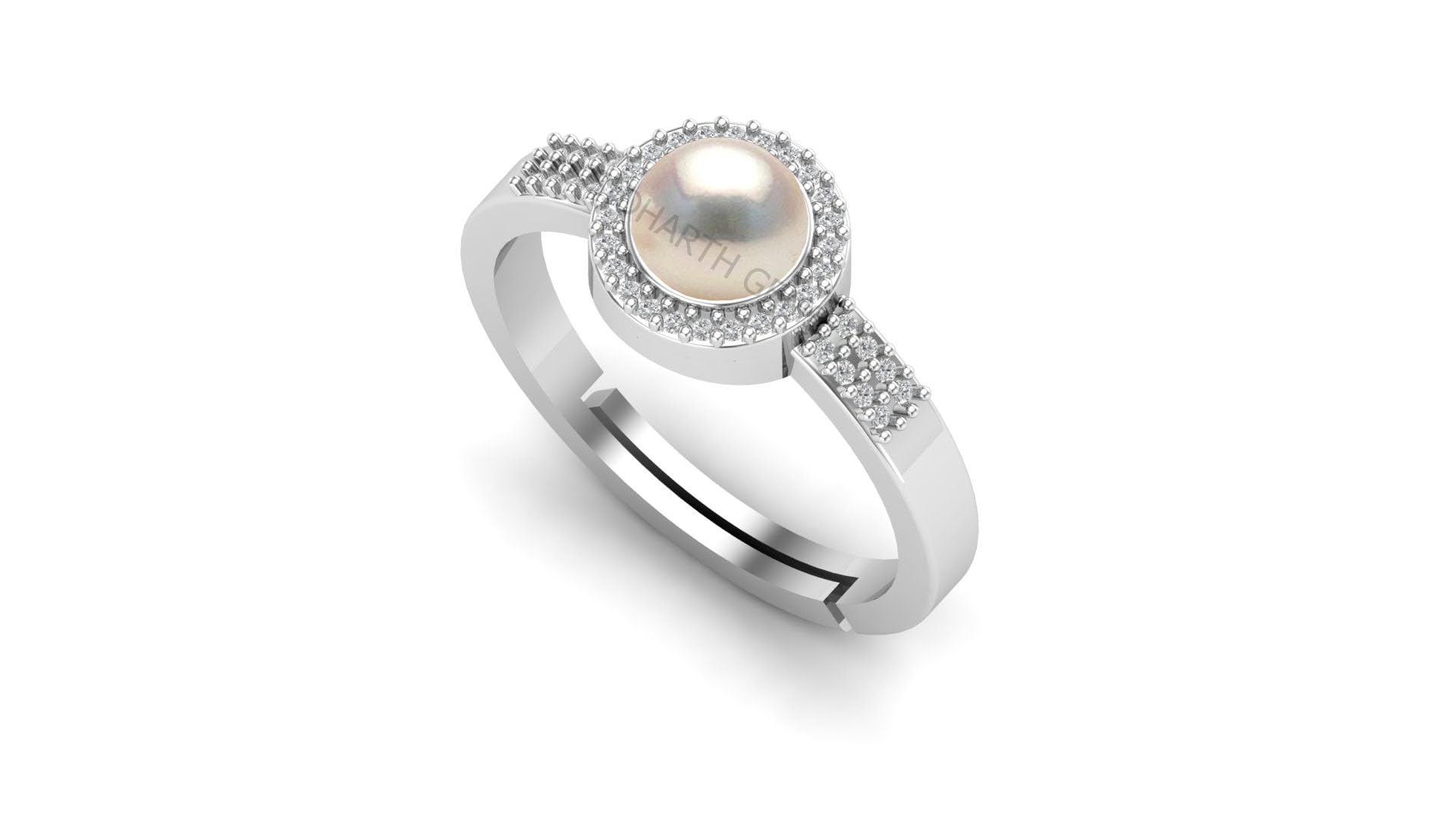 Lab - Certified Pearl 10.25 Ratti / 9.75 Carat Natural Pearl Gemstone Original Certified moti Adjustable panchhdhaatu/Ashtadhatu Silver Plated Ring for Men and Women-image-35