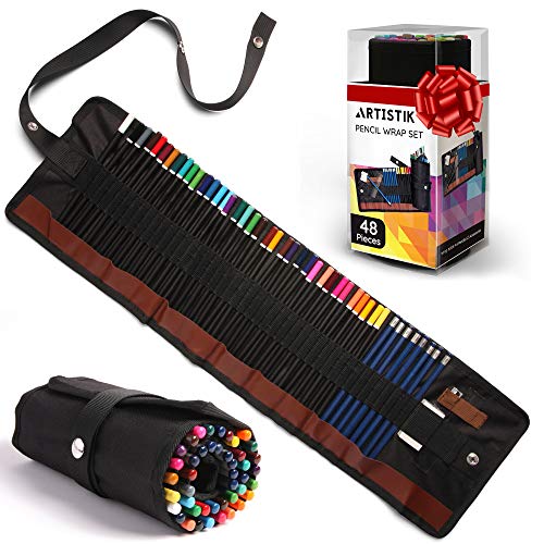 Colored Pencil Set - (48 Pieces) Vivid 3.5 mm Artist Grade Drawing & Sketching Colored Pencils for Adults, Ideal for Coloring Books, Watercolor, Professional Sketching Pencils and Travel Wrap Case