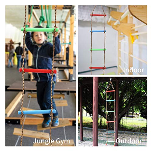 image for Newtion Rainbow Plastic Six-Section Climbing Rope Ladder for Kids,Hang