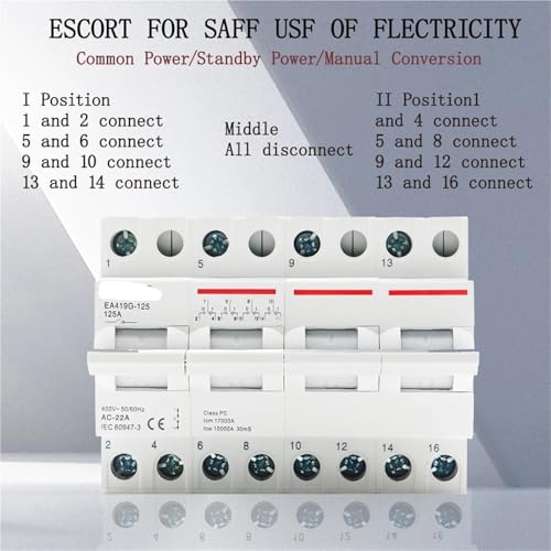 Interruptor de transferencia manual 4P 40A de doble potencia para riel DIN 3