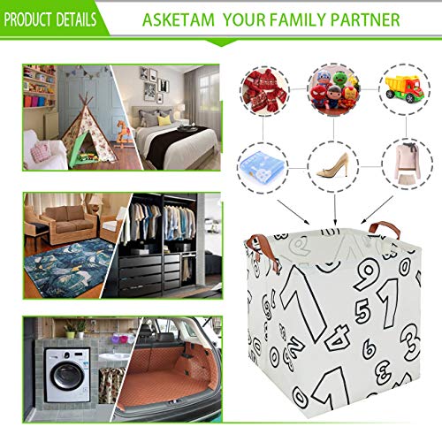 Asketam Square Canvas Collapsible Fabric Baby Toy Box Storage Bin Bedroom Decor Closet Kids Laundry Baskets Toy Organizer,Shelf Basket Nursery Storage,Gift Baskets(Number) #TOP3