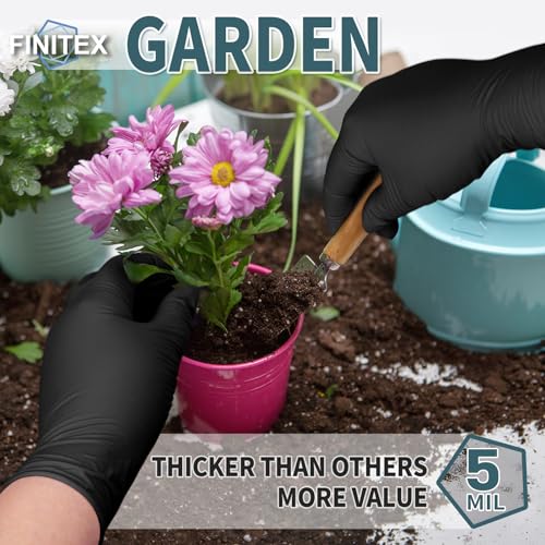 FINITEX - Black Nitrile Disposable Gloves, 5mil, Powder-free, Medical Exam Latex-Free 100 PCS For Examination Home Cleaning Food Glove (Medium) - Image 7