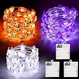 cshare Halloween String Lights, Pumpkin Ghost Bats Mini Halloween Lights with Timer Indoor Battery Operated 9.8ft 30LED Trick or Treat Decorations for Home Decor Indoor Party Holiday