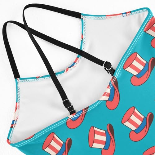 senya Girls Swimsuits One-Piece Swimwear Tie Bathing Suit Beach Summer Round Neck 7-8T Hat Pattern4