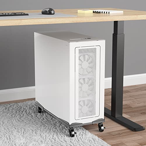 Bytesium Pc Tower Stand – Metal Frame – Adjustable Width And Length – 4 Locking Wheels – Cork Pads – Computer Tower Stand For Atx – Easy Assembly – Wide Size Range – Computer Cart – Cpu Holder #TOP4