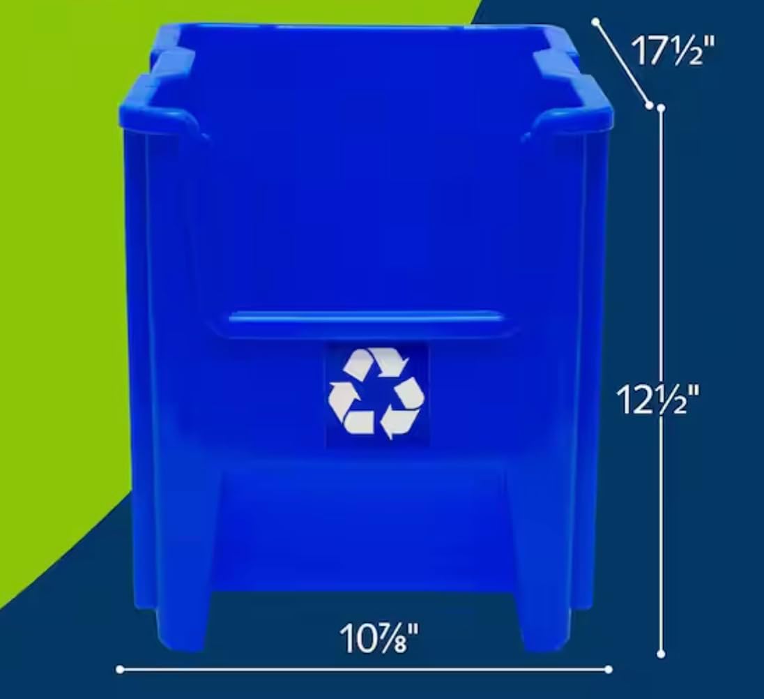 Blue Stackable Open-Front Recycling Bin Box Containers (4-Pack) FF49668