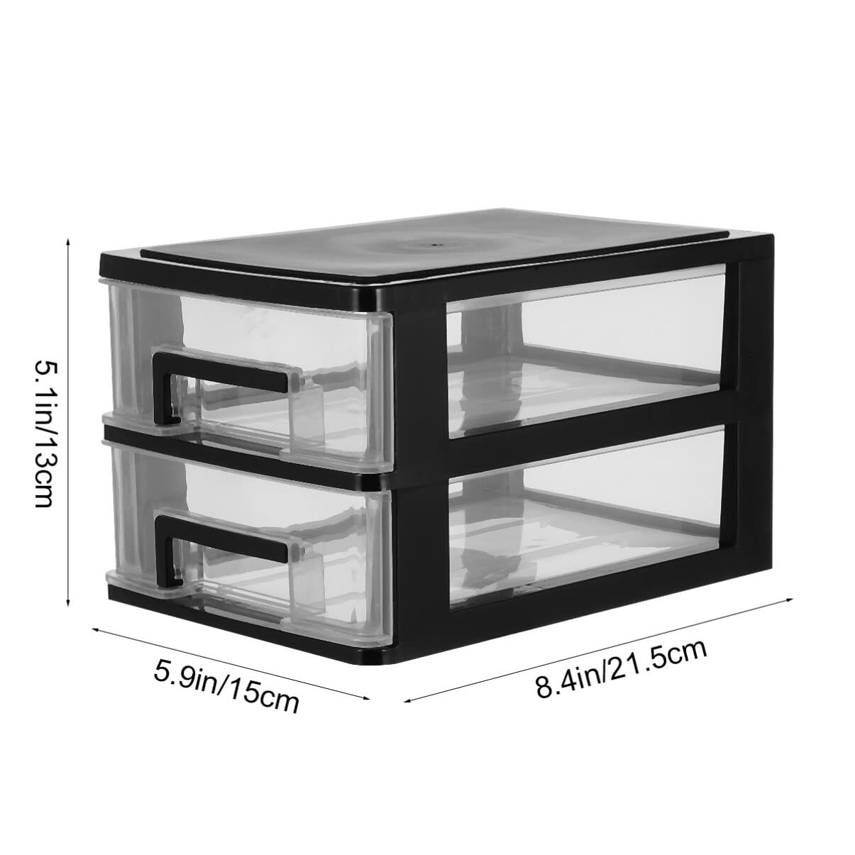 VILLCASE Double Layer Storage Box, Plastic Drawer Type Closet Storage Cabinet, Black and Transparent