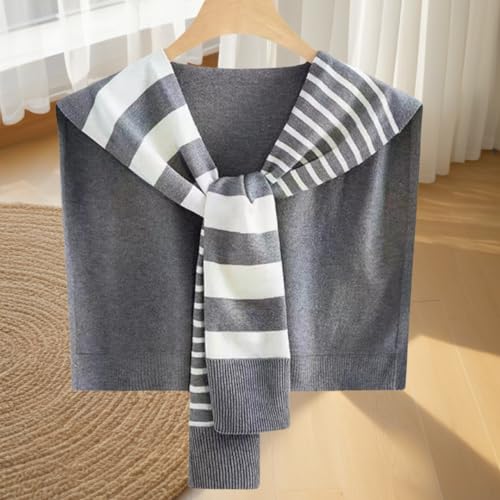Image of WaJuemy Sweater Shawl Wraps for Women Sweater Knitted Knotted Shawls Travel Casual Scarf Cape Shoulder Tops Fashion Wrap