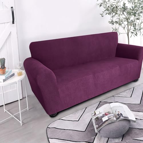 Housse de canapé extensible violet foncé lavable en élasthanne - 7
