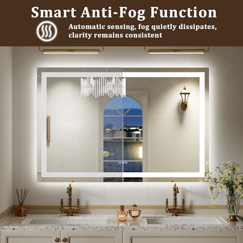 VETROVUE 36"x30" Smart LED Bathroom Mirror - Dimmable Brightness, Backlit & Frontlit Lighting, 3 Color Modes, Anti-Fog, Memory Function, Wall Mounted Lighted Vanity Makeup Mirror by VETROVUE - Image 5