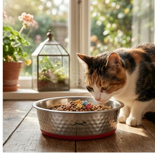 Image of Pets Empire 1600ml Stainless Steel Dog & Cat Food Water Bowl with Anti-Skid Base