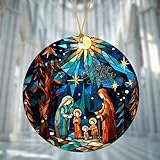 Árvore de Natal Believe – Enfeite para pendurar em acrílico redondo com ideias de lembrança religiosa cristã, presente para família, amigo, pastor, casa, férias, árvore de Natal