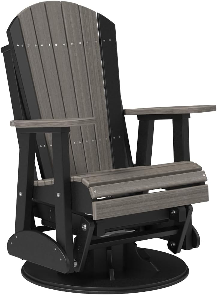 Furniture Barn USA Poly Lumber 2' Adirondack Swivel Glider, Coastal Gray & Black