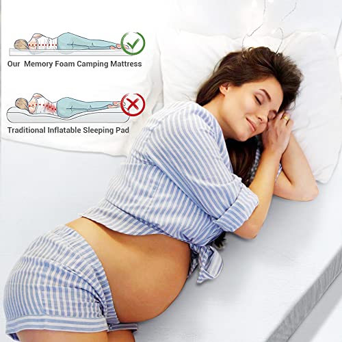 Memory Foam isomatte Camping,Tragbare aufrollbare Auto-Campingmatratze und Bodenmatratze,Kinderbettmatratze Gästebett für Übernachtung.Mit 2 Wasserdichten Hüllen und Reisetasche - Image 4