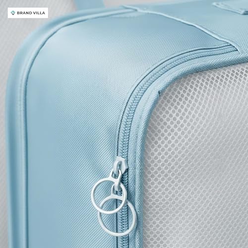 Image of BRAND VILLA 7 Pcs Travel Organizer Set Packing Cubes Luggage Organizer Bags with Shoe Bag, Laundry Pouch & Toiletry Bag for Clothes, Shoes, Accessories, Lightweight Travel Storage for Suitcase (Blue)