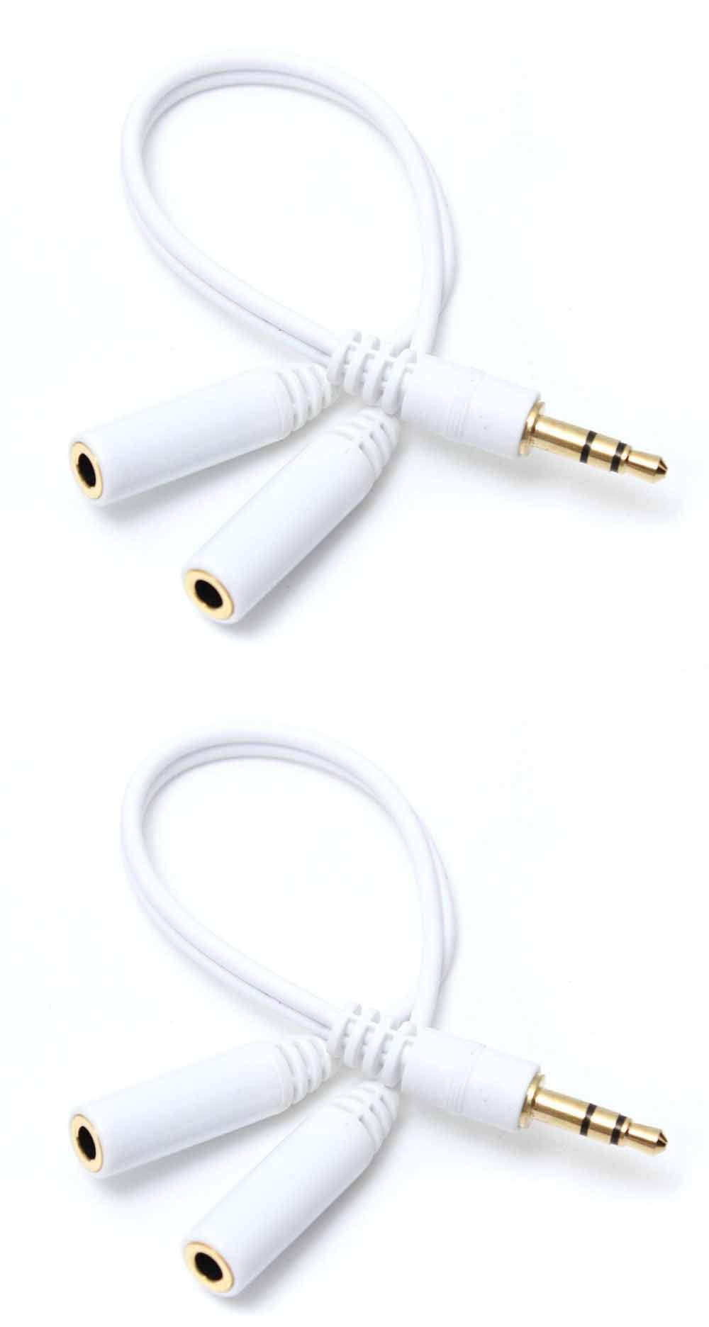 Yash Vision - Pack of 2 pcs - Stereo Jack Y Splitter 3.5mm Male to 2 x Female Earphone Splitter Cable Compatible with All Smartphones