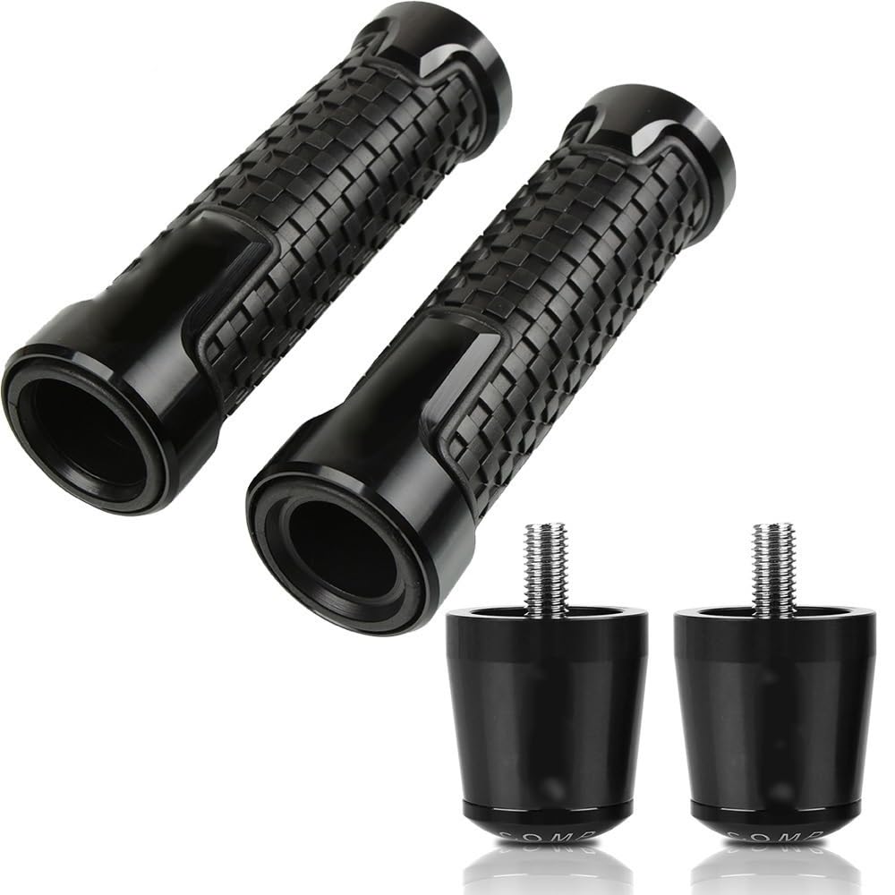 Puños de manillar para Kawasaki ER6N 2010-2017 con tapones de barra negros