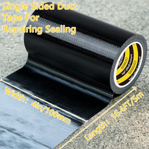 Image of Strong Adhesive Cloth Weather Stripping Tape 4in x 16.4FT Black - Weather Sealing Strip for Sliding Windows /Doors, Draft Blocker & Insulation, Soundproof Dustproof Waterproof Windproof