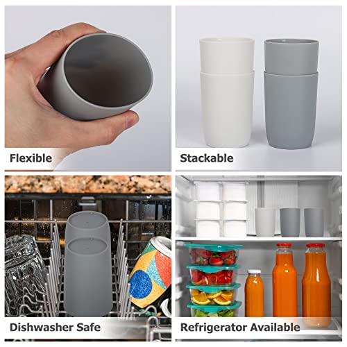 Topsky 4-Pieces Dishwasher Safe Plastic Tumblers Travel Mouthwash Cup Reusable Water Cup Travel Camping Portable Cups Coloured Plastic Cups 2 Grey 2 White 280ml - Image 4