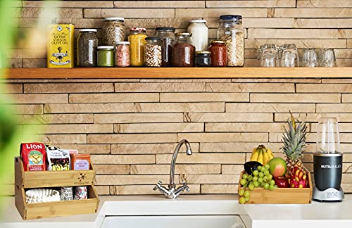 Bamboo Storage Bin - Multipurpose Open Front Stacking Bins For Kitchen & Pantry - Configurable As 2 Tier Bamboo Fruit Basket On Countertop – Ideal For Vegetables, Potato And Onion Storage Bin #TOP4
