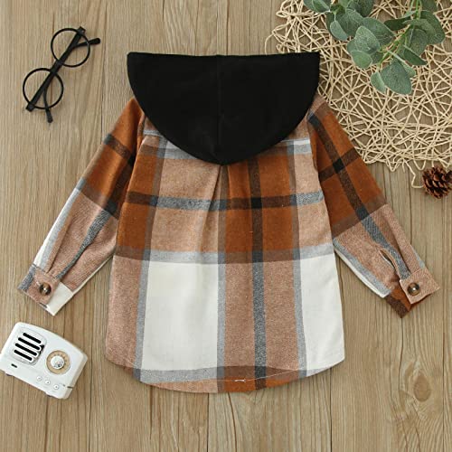 Boys Girls Plaid Button Down Shirts Casual Hoodie Flannel Jacket for Toddler Girl 2025 Trendy Kids Long Sleeve Shirt Pockets3
