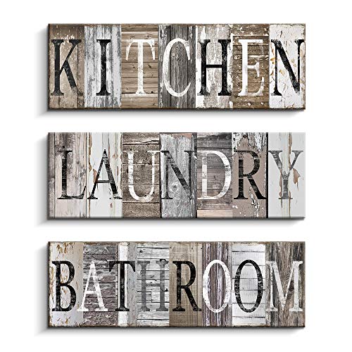 Laundry Sign, Kitchen Sign, Bathroom Sign Wall Art Decor, Family Decorative Signs Inspirational Motto Canvas Prints (With Solid Wood Inner Frame) (L-B-K, 6 x 17 inch)