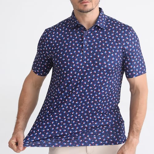 Funky Golf Polo Shirt Mens Performance 4 Way Stretch Quick Dry UPF 50 Polyester Print Short Sleeve Polo Tshirt4