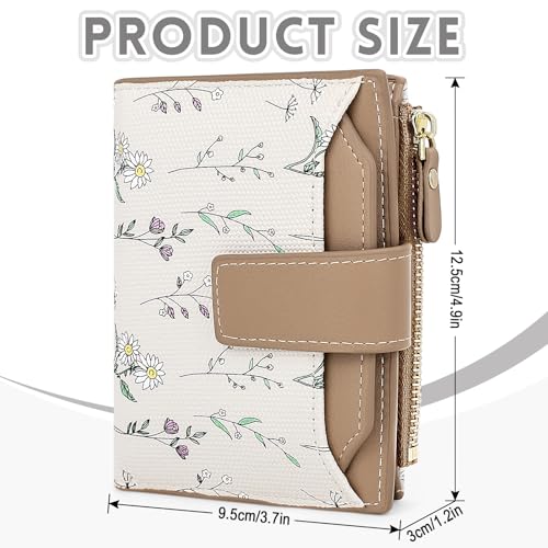 Small Wallet Womens Brown Flower Cute Wallet for Women Slim Change Purse for Ladies Bifold Wallet Womens With Zipper Coin Pocket Purses Card Holder for Women4