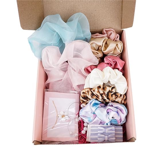 Luxury Hair Accessories Gift Box for Women – Scrunchie Set with Earrings & Hair Pins – Cute Aesthetic Birthday, Valentine’s, Anniversary Surprise Girlfriend, Wife, Sister