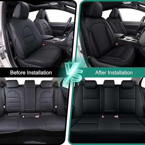 Image of AOMSAZTO Custom Fit Seat Covers for Toyota Camry 2025-2026 XLE XSE Full Set Faux Leather Car Seat Covers Waterproof Airbag Compatible Interior Protection (Black)