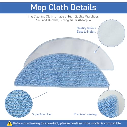 Image of Verilux 13Pcs Replacement Parts for Ecovacs Deebot Y1 Pro / Y1 Robot Vacuum Cleaner, Replenishment Kit Replacement Accessories Includes 4 Microfiber Pads, 4 Side Brushes, 4 Filters & 1 Cleaning Brush