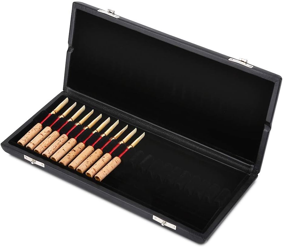 Wood + PU leather cover case holder storage box for 10/12 / 20pcs reeds (Pack of 20)