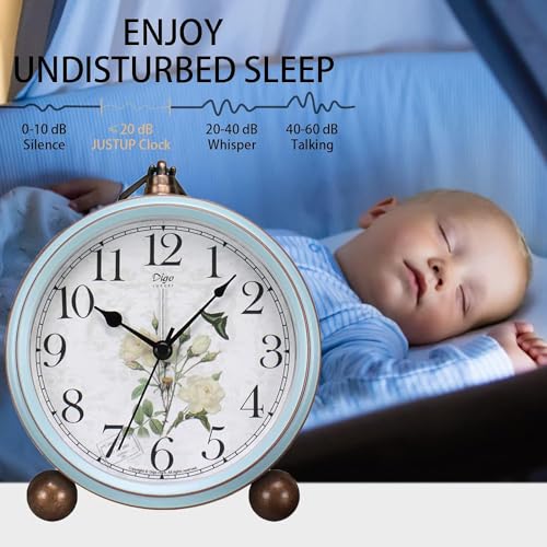 image for Maxspace 5.2in Desk Clock, Retro Silent Analog Clock Non-Ticking & Bat