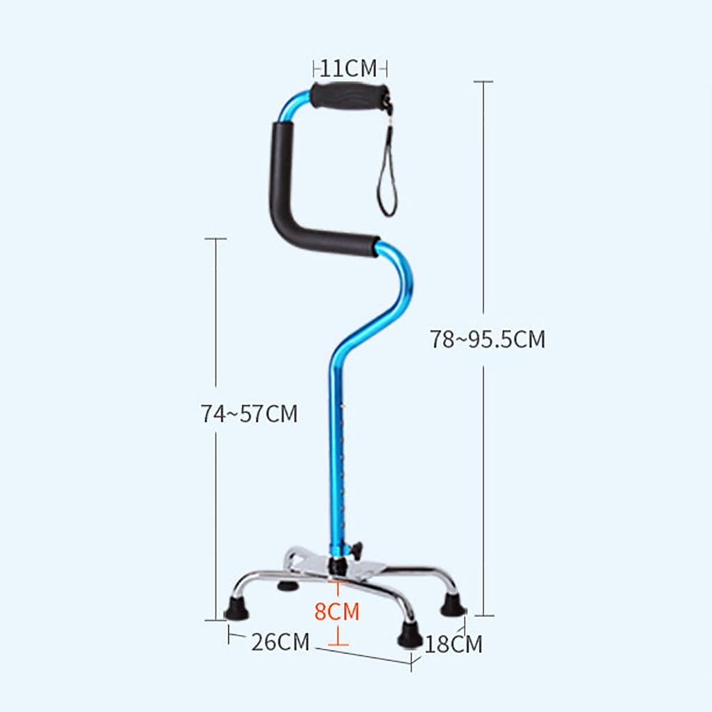 Bastón para caminar con luz LED Camping Senderismo Bastón de trekking, bastón 8 niveles de altura ajustable Ayuda para la movilidad, pie antideslizante, con una práctica correa para la muñeca para