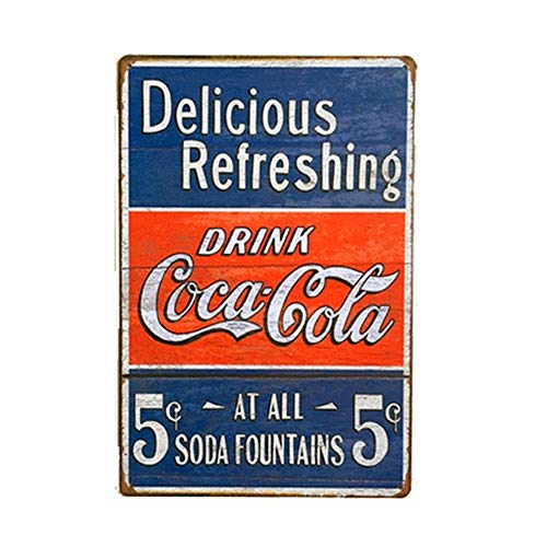 DOGT Metal tin Sign 8x12 inches Retro Coca Cola Pin up Tin Metal Sign, Multiple Patterns, 8"x12"