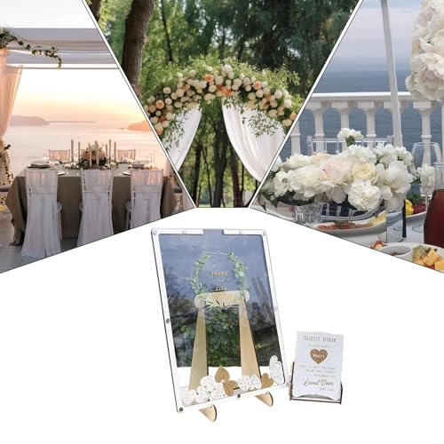 Libro de firmas interactivo con corazones de madera para bodas y comuniones 4