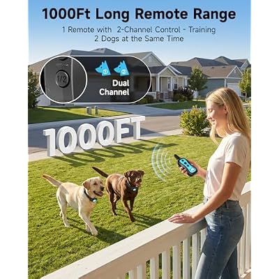 PATPET Dog Training Collar Dog Shock Collar with Remote - 3 Training Modes, Beep, Vibration and Shock, Up to 1000 ft Remote Range, Rainproof for Small Medium Large Dogs