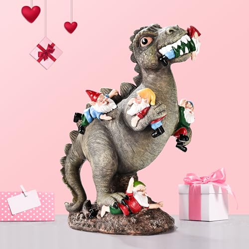 Sowsun Garden Gnomes Statues Yard Decorations Outdoor Garden Decor, 14 Inch Dinosaur Gnomes Garden Statues, Patio, Lawn Ornament thumb #3