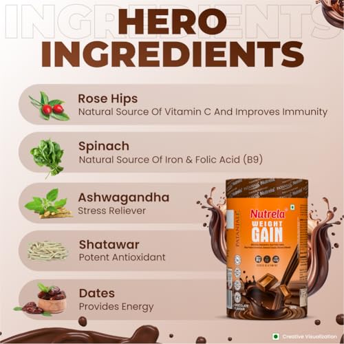 Image of Nutrela Weight Gainer | 500g Chocolate Flavour (Pack of 3)| High-Calorie Mass Gainer with Vitamins & Khandsari Sugar | Ideal for Men & Women