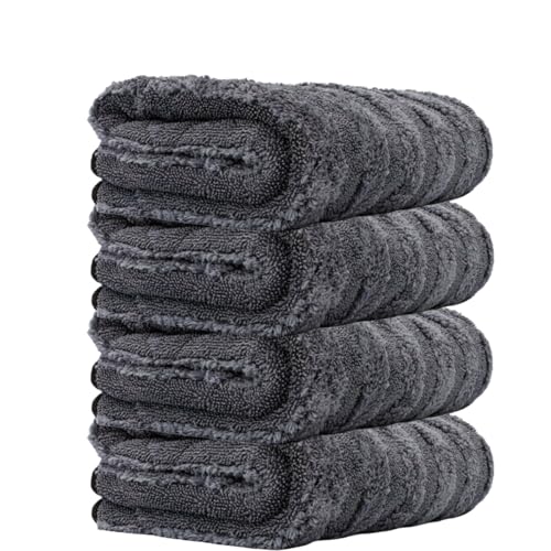 Image of Auto Hub 1300GSM Microfiber Cloth for Car - Edgless & Dual Sided Microfiber Cloth - Lint & Streak Free Car Cleaning Cloth - Multipurpose Car Wash Cloth-Twisted Loop with Coral Fleece-4pc,60x40cm-Grey