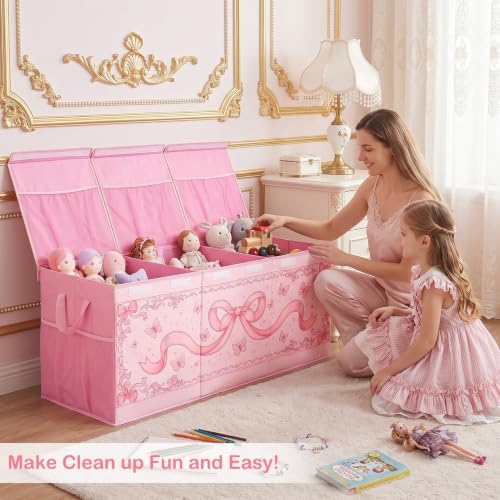 Image of Toy Box with Adjustable Divider Large Toy Chest Storage for Nursery Kidroom