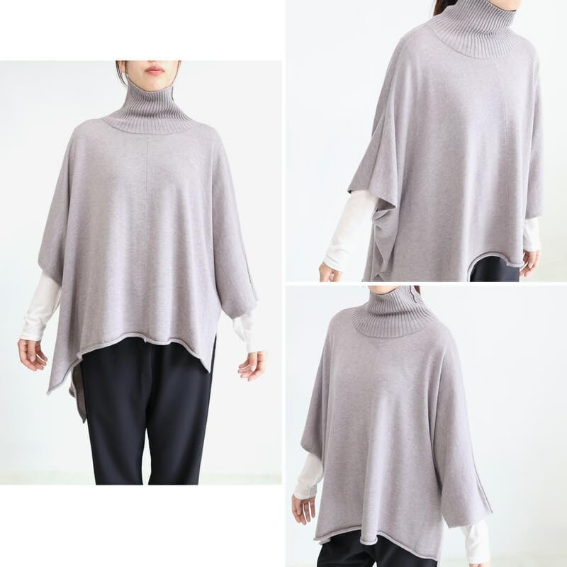 ミズイロインド] ポンチョライク ハイネック プルオーバー 3-220077