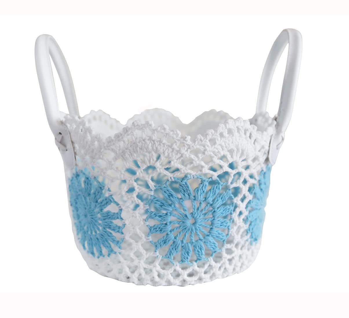 Multipurpose Storage Cotton Basket White and Blue 27cmx15cm